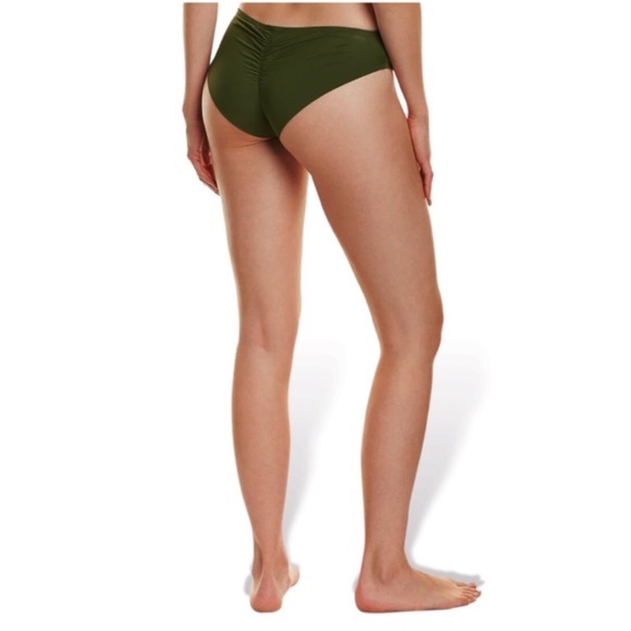 Vince Camuto Palm Green Shirred Smooth Fit Cheeky Bikini Bottom Size M - Picture 4 of 11